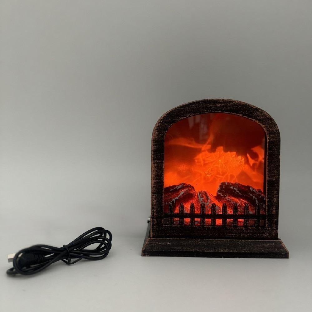 Камин-светильник декоративный с LED подсветкой USB без батареек 14,5х12х16 см (R96487)