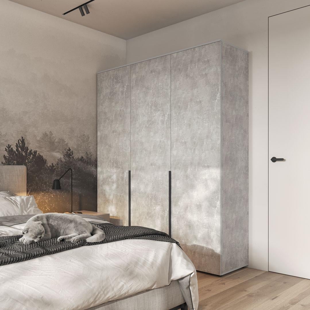 Шкаф для одежды без ручек трехстворчатый 1800х2200х520 мм Бетон (ST-27)