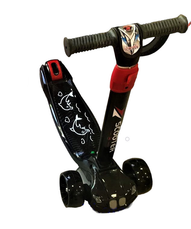 Самокат детский Scooter 901-YTR с подсветкой и музыкой Черный