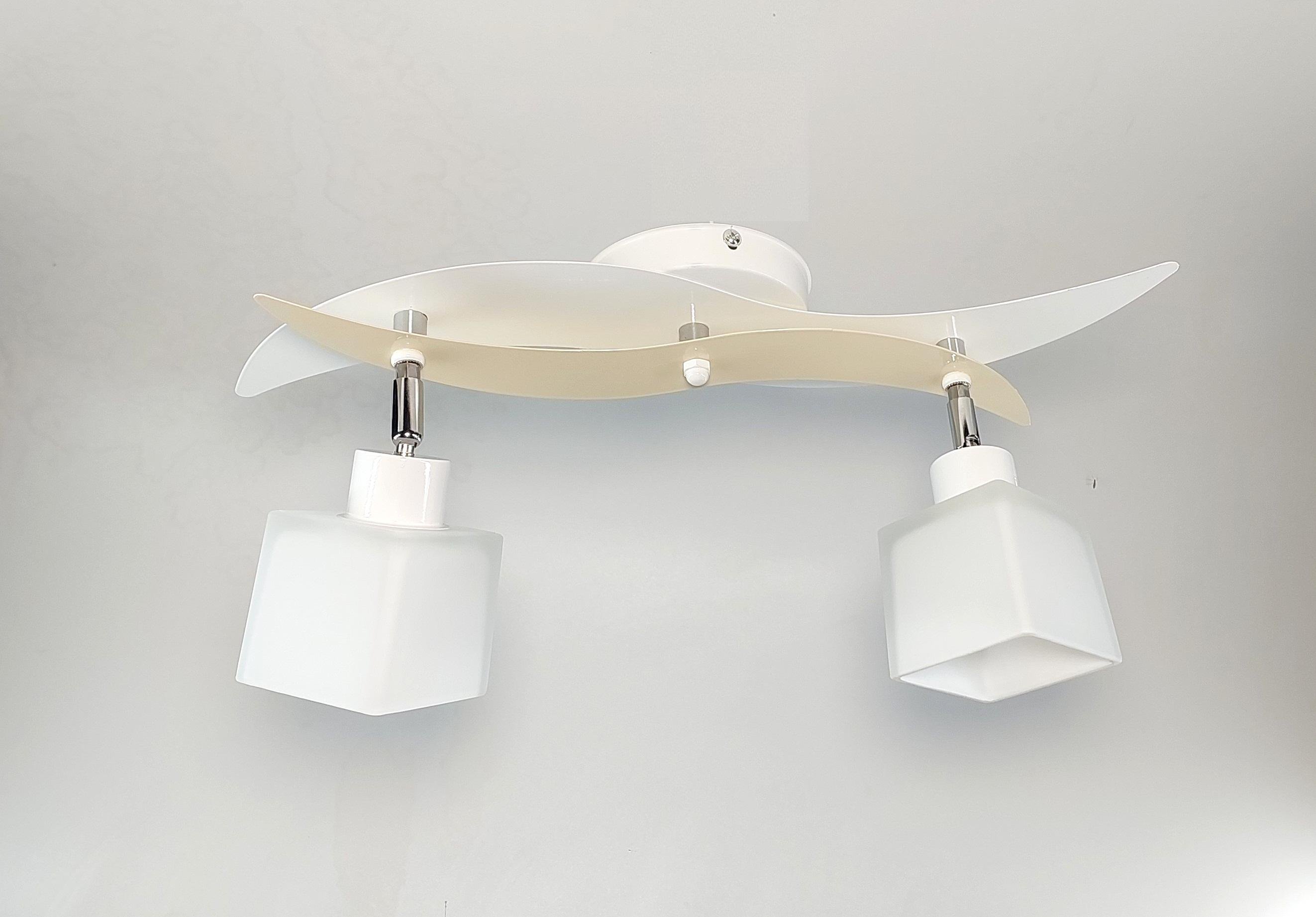 Люстра потолочная 8008/2 на два поворотных плафона металлическая Белый/Бежевый