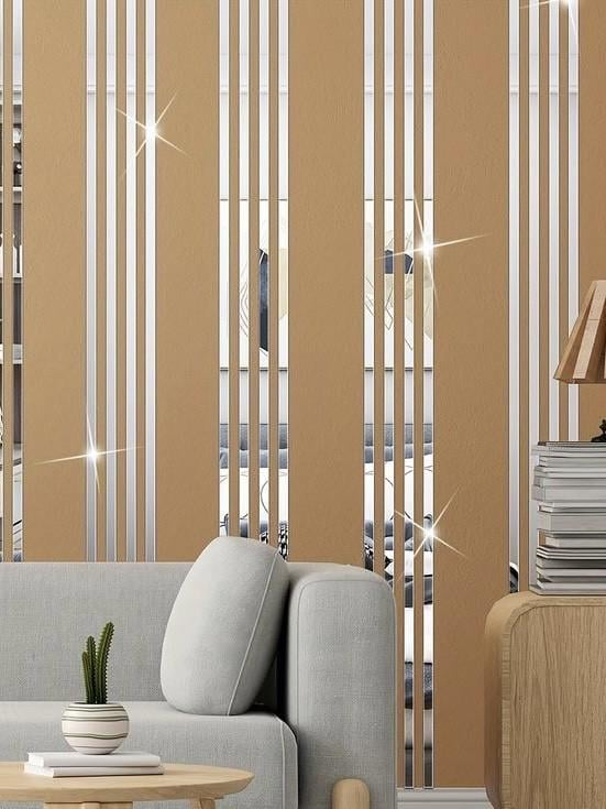 Наклейка интерьерная зеркальная Молдинг-10 на стену 1х240 см 5 шт. Серебряный (21994138)