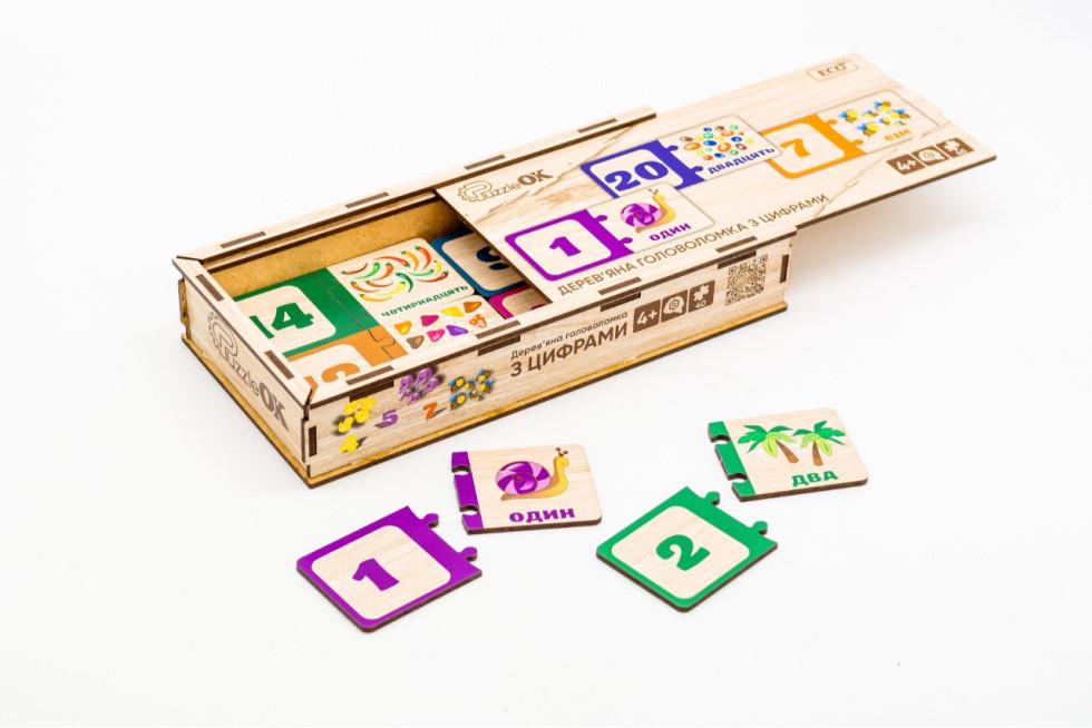 Сортер пазл головоломка дерев'яна дитяча розвиваюча PuzzleOK Цифри - фото 3 Сортер пазл головоломка дерев'яна дитяча розвиваюча PuzzleOK Цифри - фото 3