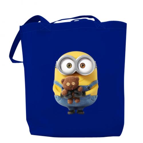 Шоппер Миньон с мишкой 37x41 см Синий (295358-5-39466)