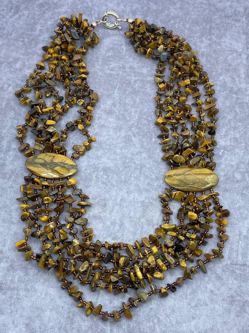 Намисто тигрове око 54 см Коричневий (9966)