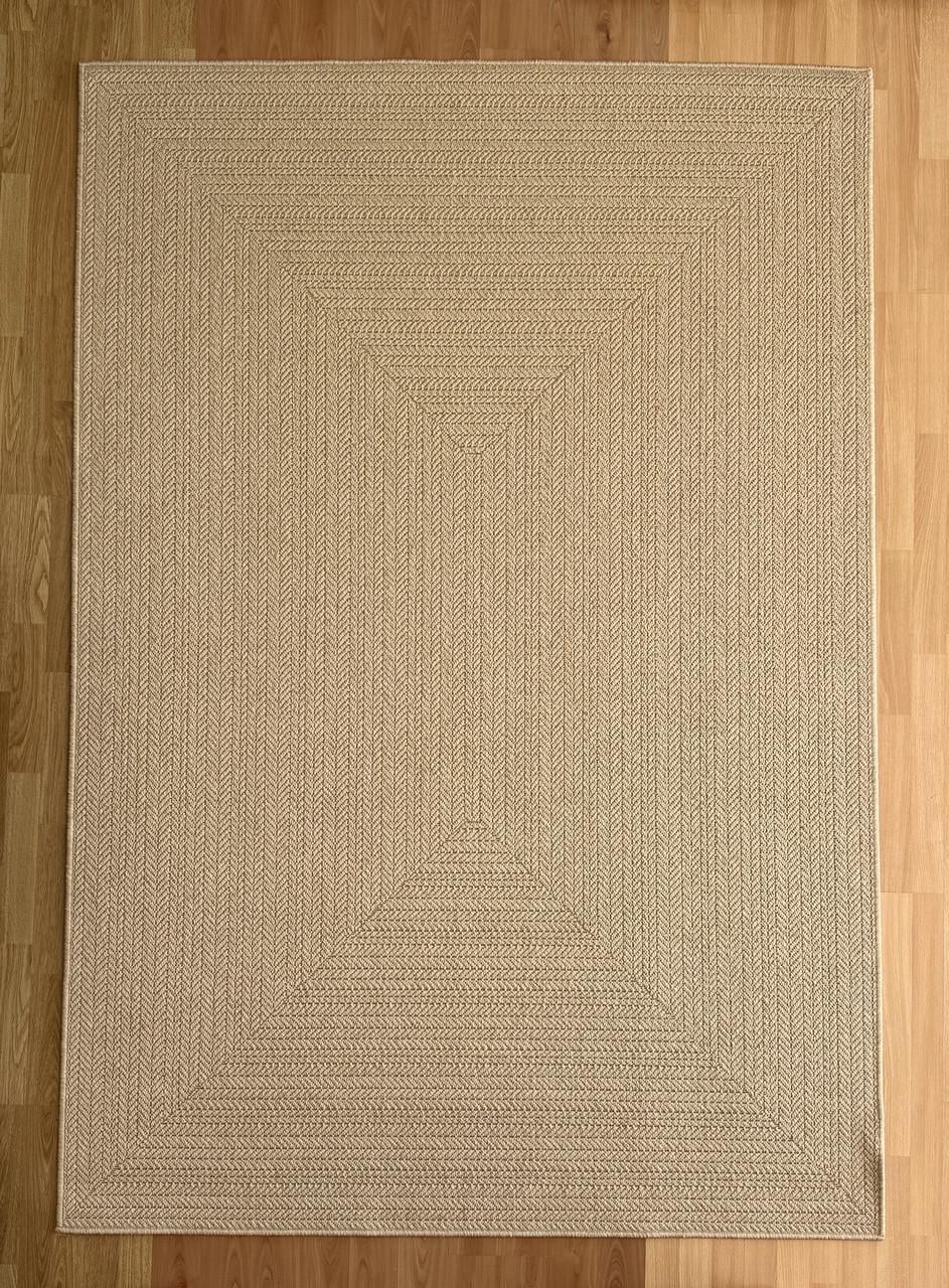 Ковер безворсовый рожок однотонный прямоугольный стойкий к мойке 80х150 см Бежевый (90011-0202)