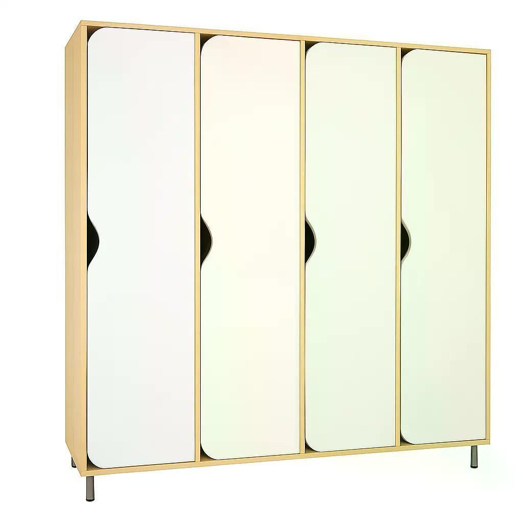 Шафа для роздягальні DS-030 4-секційна на металевих регульованих ніжках White - фото 1