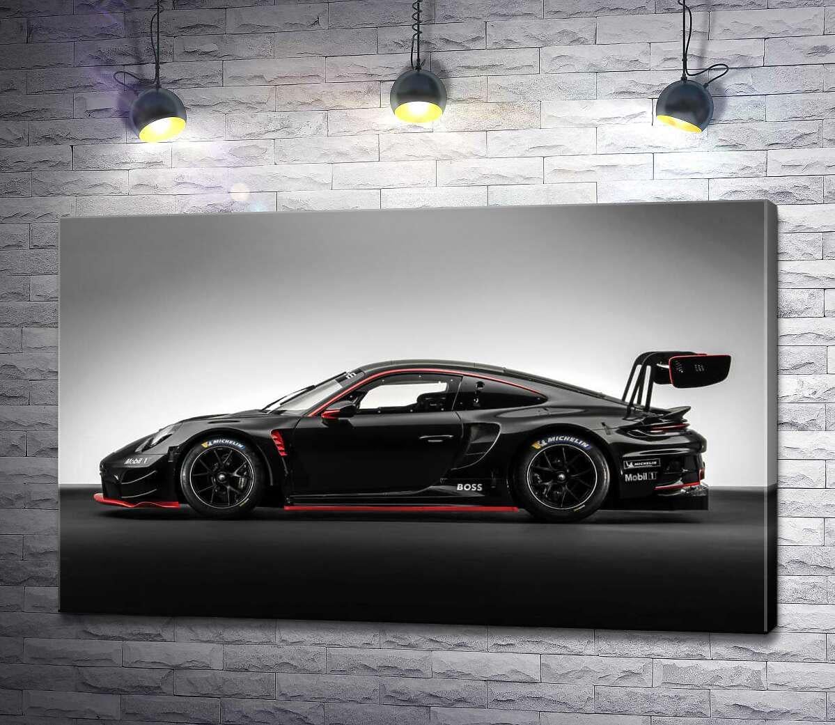 Картина ArtPoster Черный спорткар Porsche 911 GT3 R 100x62 см Модуль №1 (004243)