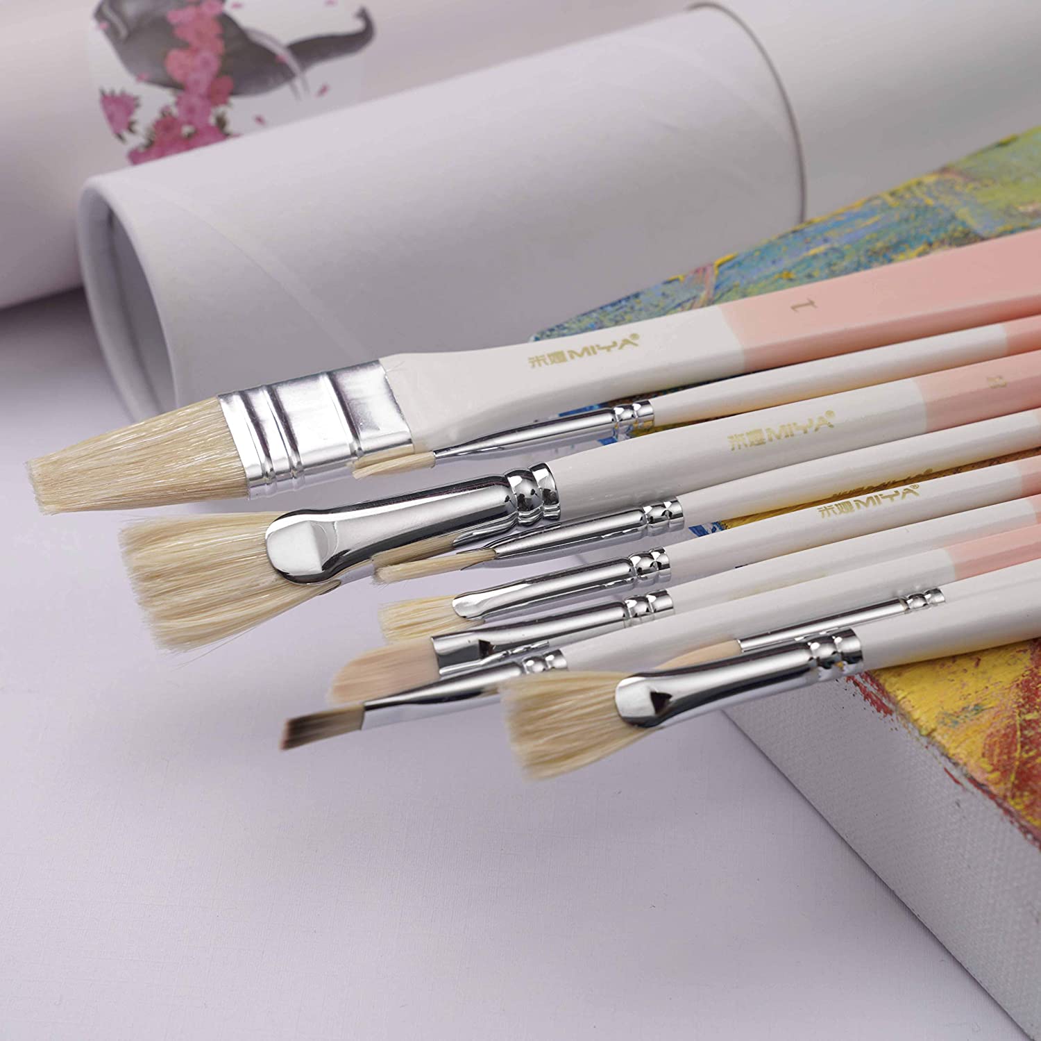 Художественные кисти MIYA ANIMALS Набор 9 шт. из натуральной щетины Розовая коробка - фото 4