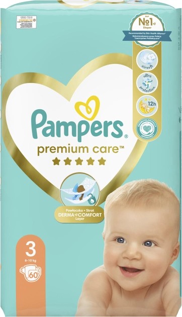 Подгузники детские Pampers Premium Care 3 Midi 6-10 кг 60 шт. (21779521) - фото 2