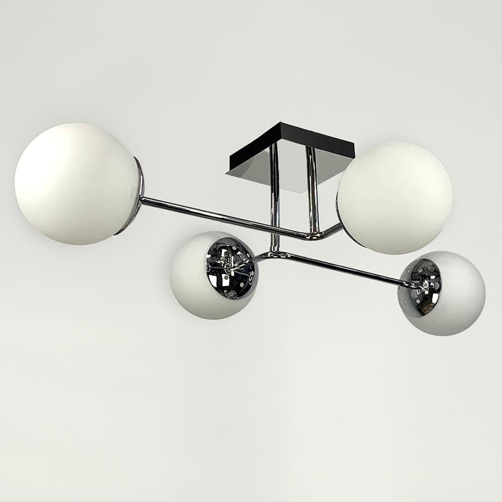 Люстра современная потолочная на 4 белых плафона Хром (2693/4 CH_131)