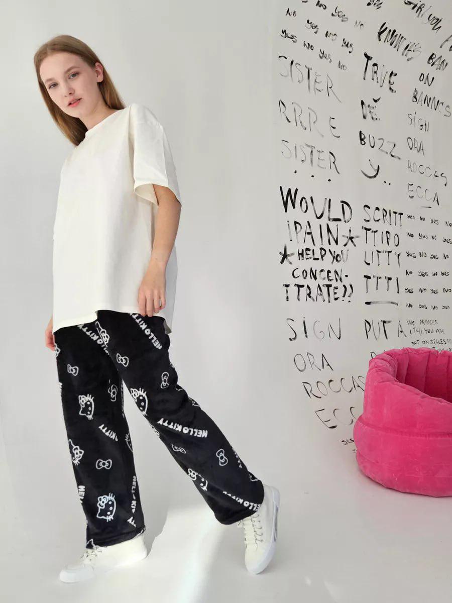 Брюки пижамные женские с принтом Hello Kitty XL (10230) - фото 9