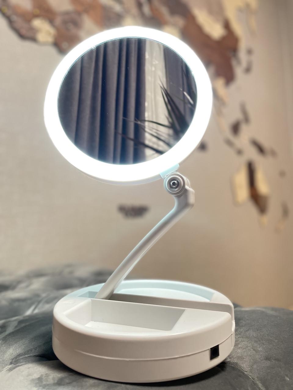 Косметическое зеркало складное 10X My Fold Away Mirror с LED подсветкой (2487) - фото 3