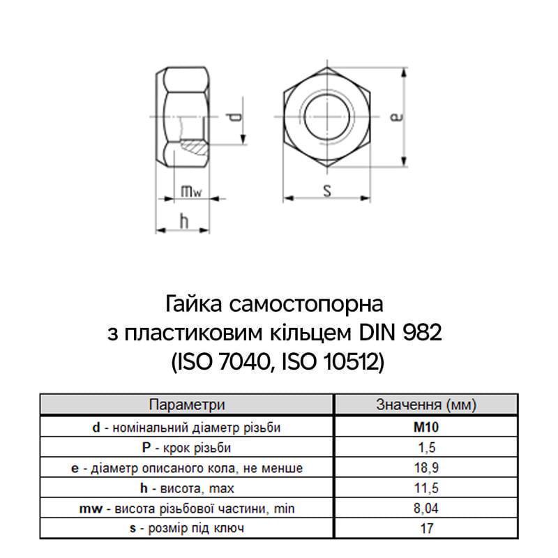 Гайка самостопорная высокая Metalvis М10 DIN982 сталь 10 шаг 1,5 под ключ 17 мм цинк 25 шт. Белый (6P7000006PP1000021) - фото 2 Гайка самостопорная высокая Metalvis М10 DIN982 сталь 10 шаг 1,5 под ключ 17 мм цинк 25 шт. Белый (6P7000006PP1000021) - фото 2