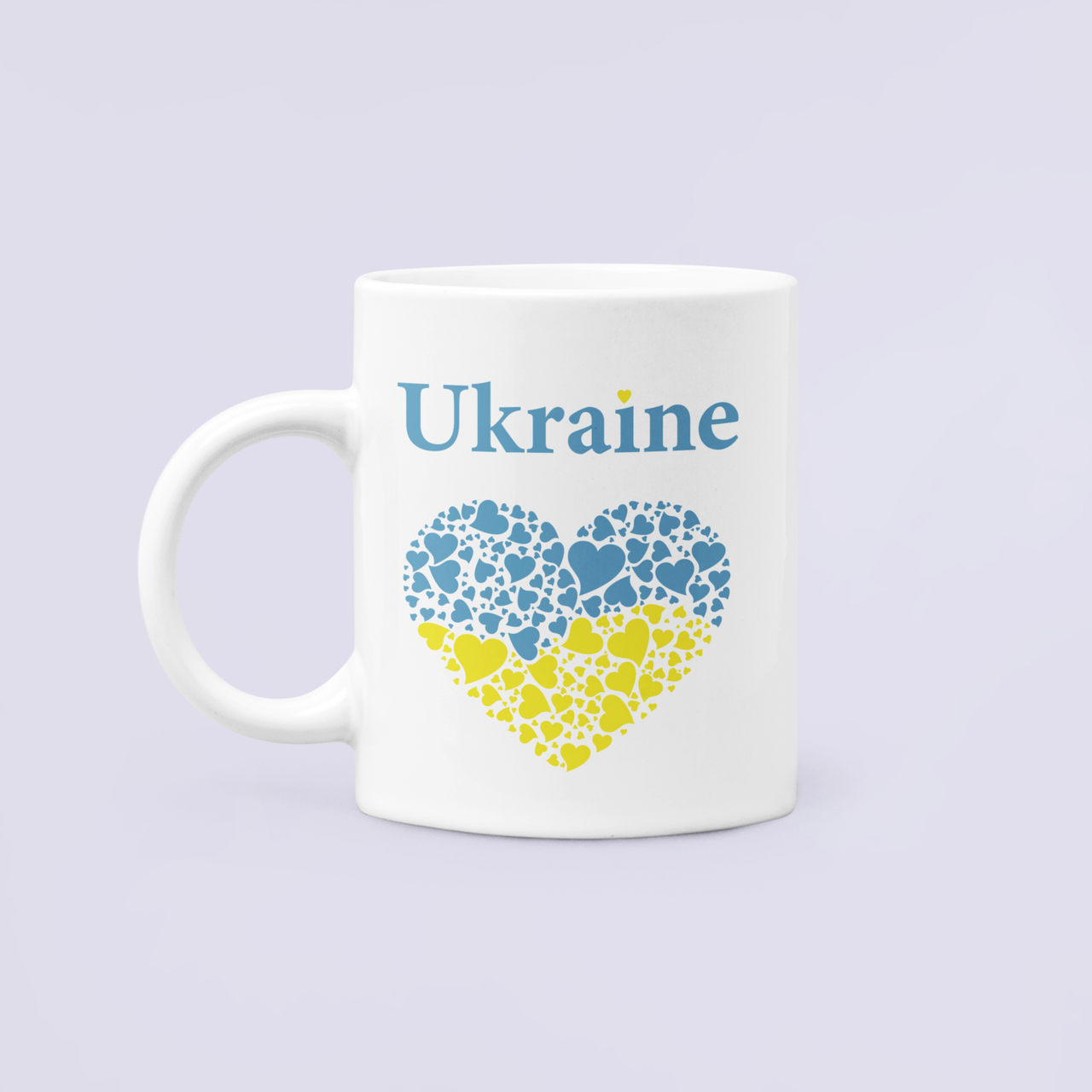 Чашка керамическая с принтом "Ukraine" Герб Сердца 330 мл Белый