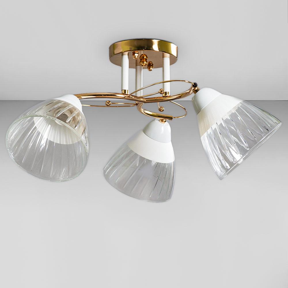 Люстра потолочная Light House SC-18703/3 FG+WH d 470х240 мм Золотой/Белый/Белый с прозрачным