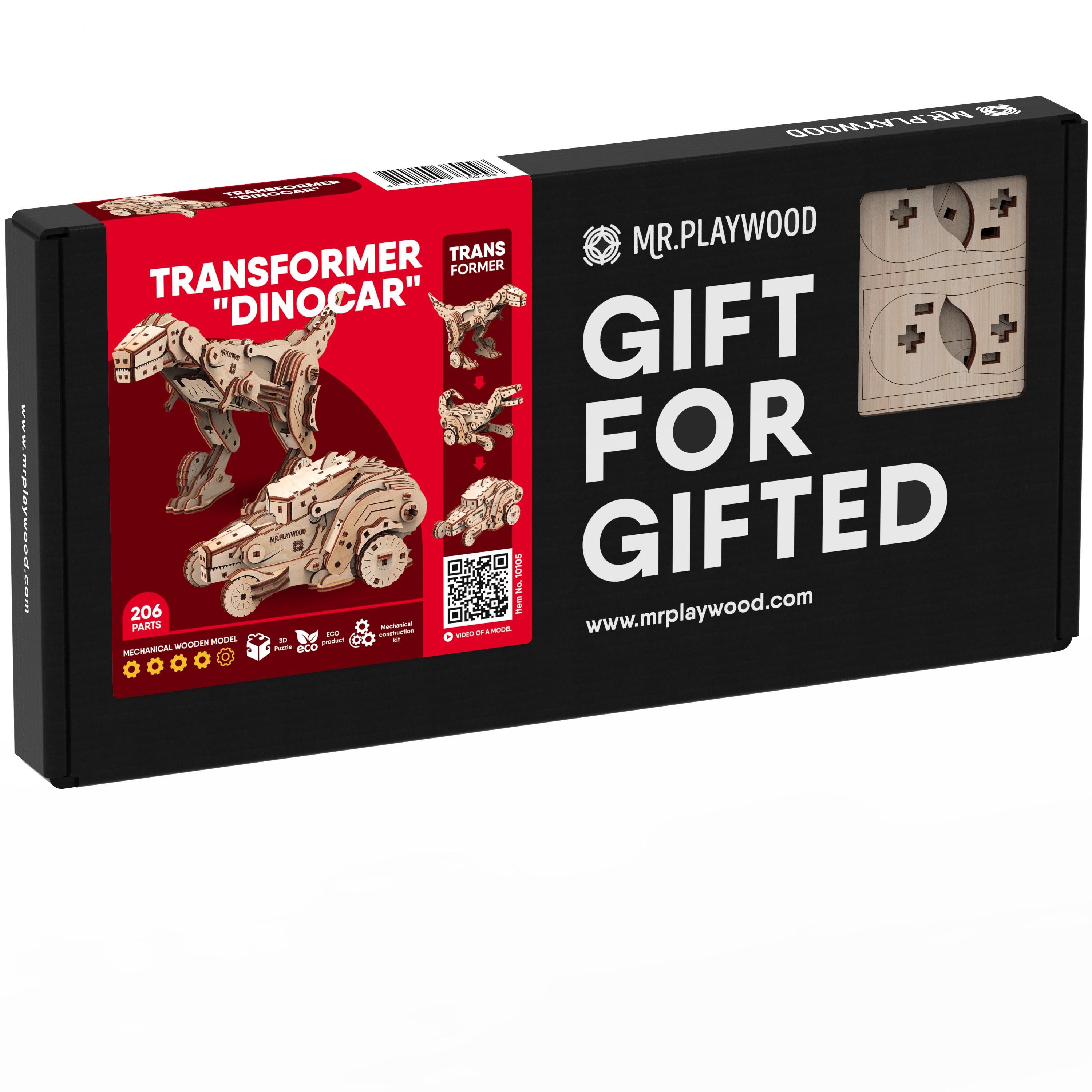 Конструктор дерев'яний Mr.Playwood Трансформер Динокар (10105)