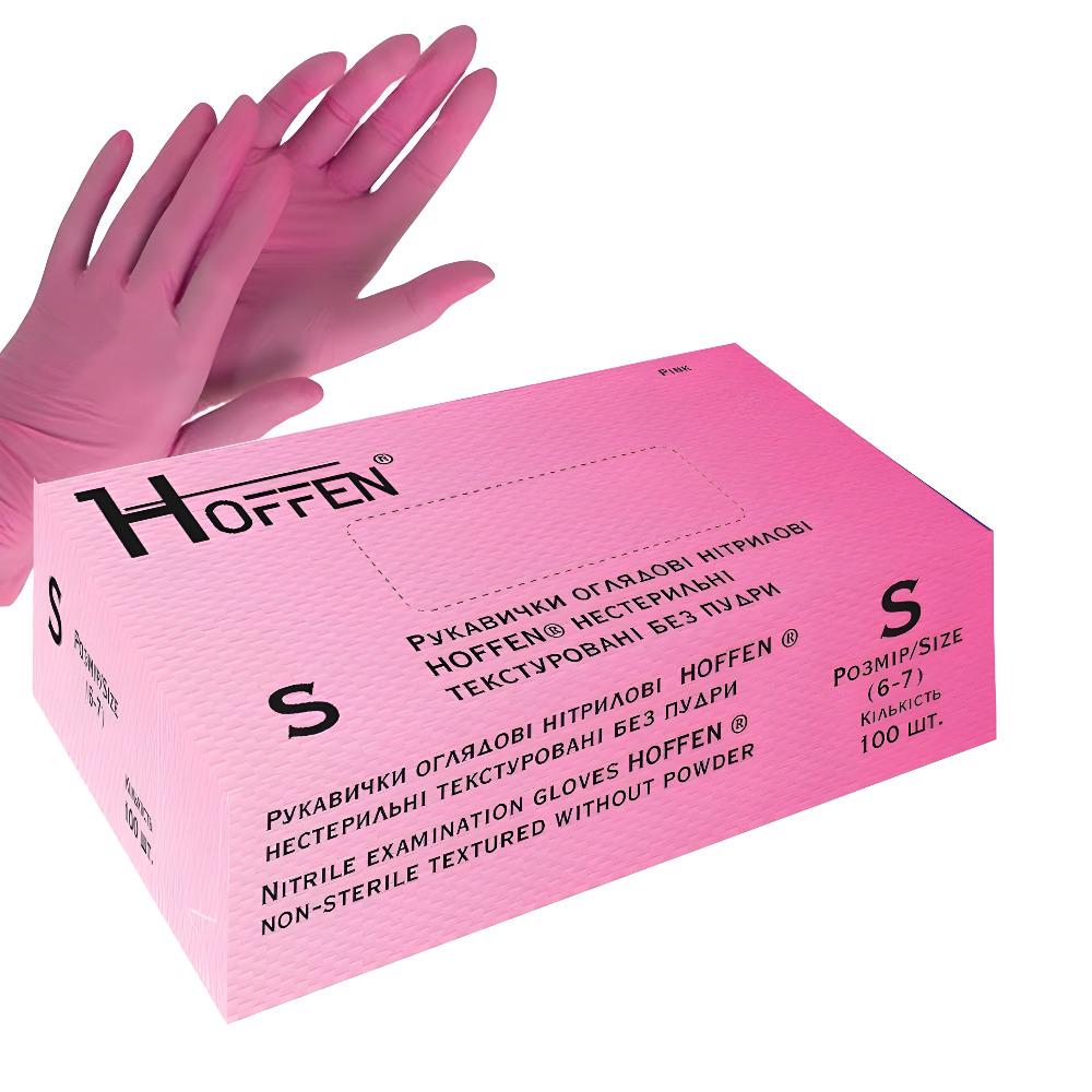 Набор одноразовых перчаток HOFFEN HFN-14352S 50 пар S Розовый (33352572)