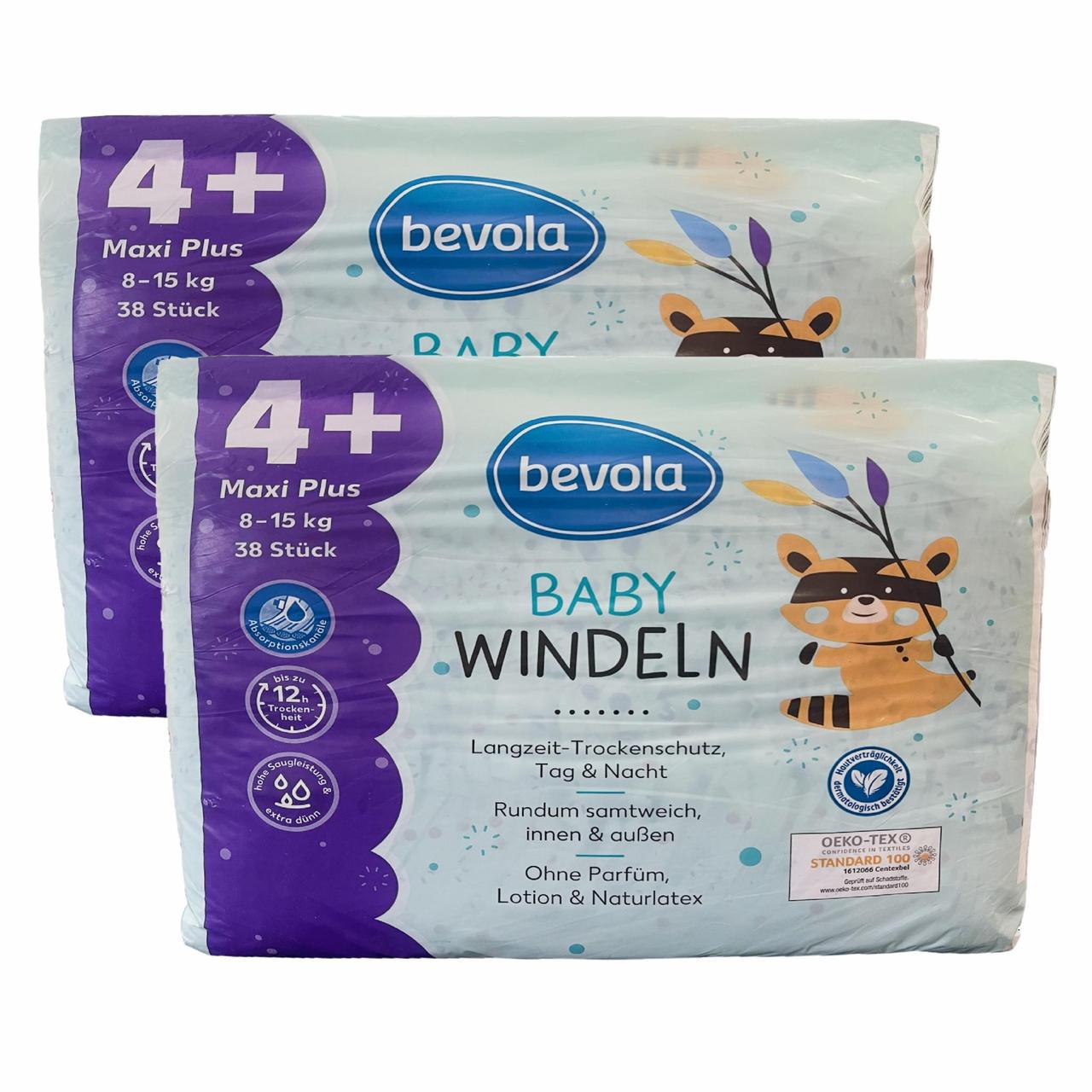 Підгузки Bevola Baby 4+ Maxi Plus 8-15 кг 76 шт. (2563995532)