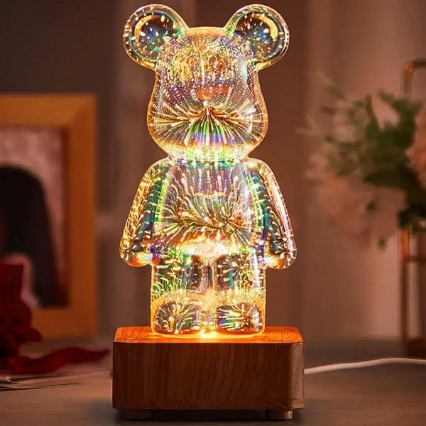 Ночник Bearbrick 3D Мишка стеклянный RGB (900051)