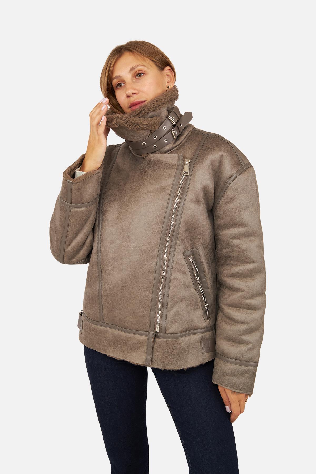 Куртка женская зимняя р. 44Коричневый (SKT001009751) - фото 5