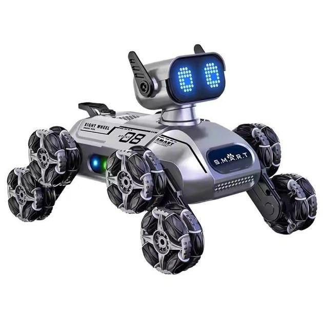 Робот собачка интерактивный восьмиколесный трюковый Stunt Eight-wheel Robot Dog на радиоуправлении с пультом Серый (36581926)