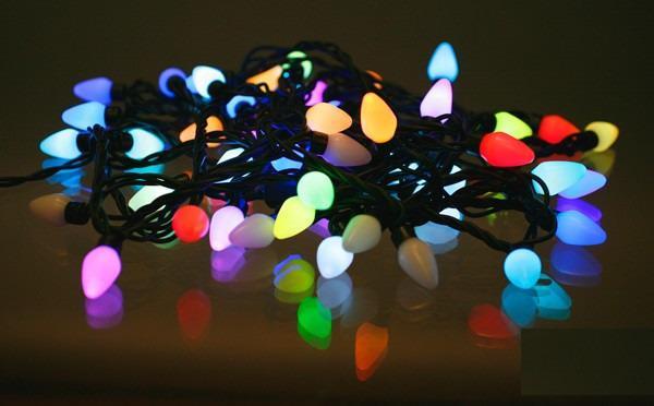 Гирлянда цепь светодиодная классическая 4 м 28 LED черный шнур шарики твинки виноград Разноцветный