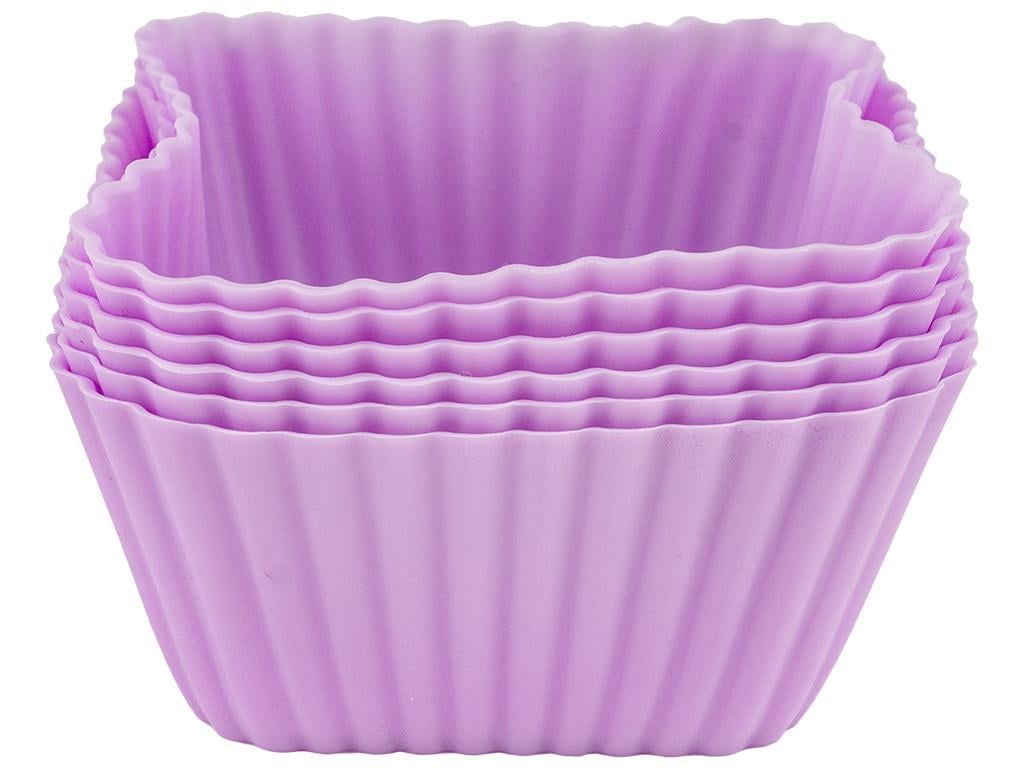 Формы для кексов силиконовые Stenson 7х7х3 см 6 шт. Сиреневый (MMS-MH-3023) - фото 1 Формы для кексов силиконовые Stenson 7х7х3 см 6 шт. Сиреневый (MMS-MH-3023) - фото 1