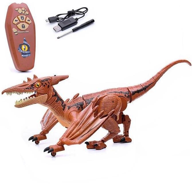 Радиоуправляемая игрушка Динозавр Птеродактиль с пультом на аккумуляторе 54 см Коричневый (28443683)