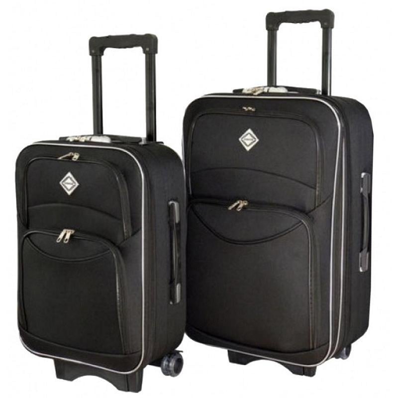 Набор чемоданов из ткани 005 2 шт. средняя/большая на колесах Черный (348495) - фото 1