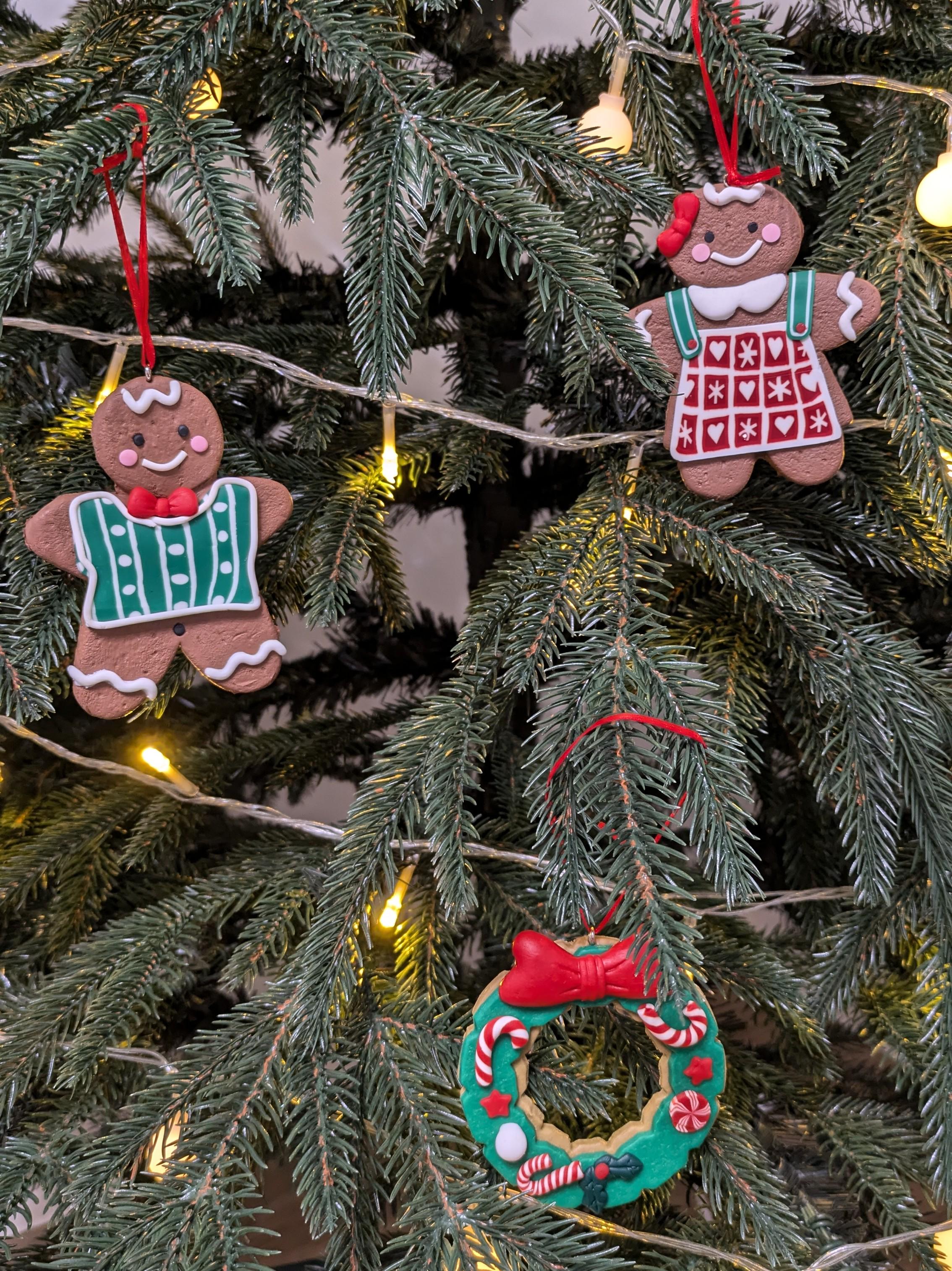 Набор елочных игрушек Пряничные человечки и венок 3 шт. (29514537)