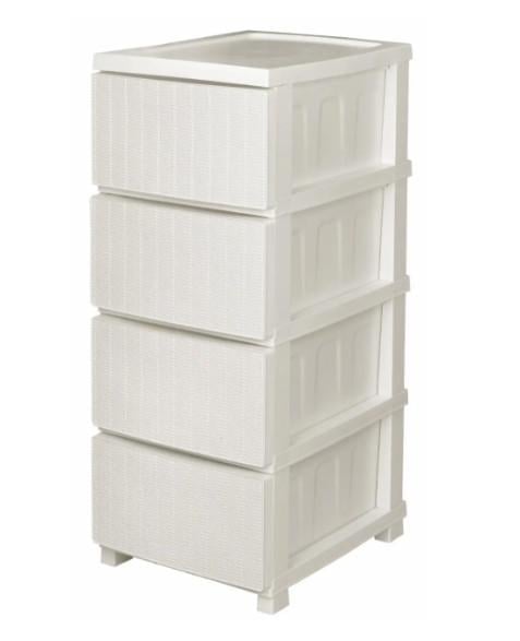 Комод пластиковый R-Plastic Ротанг 4 яруса 86x45x35 см Белый (2266917411) Комод пластиковый R-Plastic Ротанг 4 яруса 86x45x35 см Белый (2266917411)