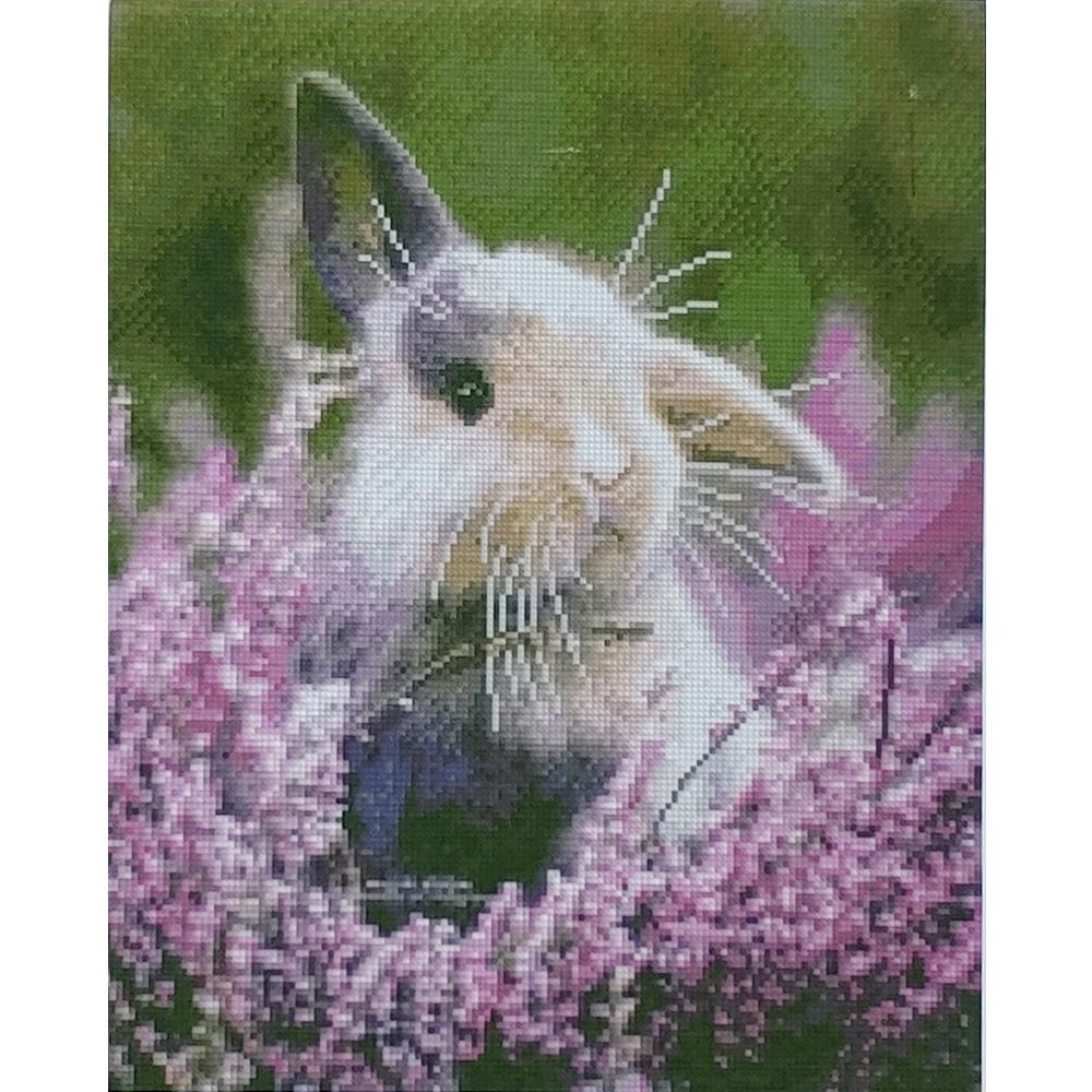 Алмазная мозаика Strateg Премиум Зайка в цветочках 40x50 см (D0063)