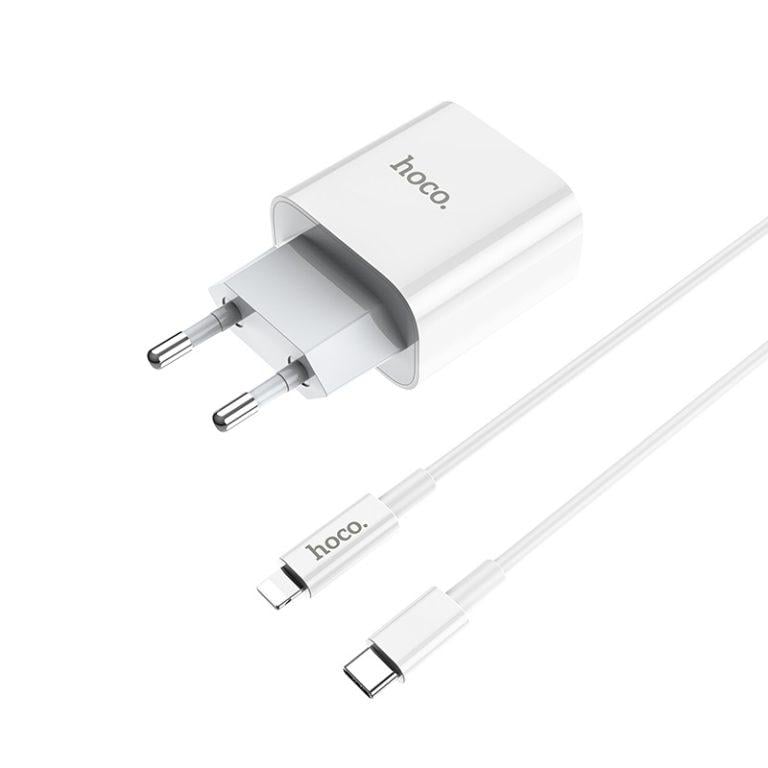 Зарядний пристрій для телефонів з кабелем Hoco C76A Plus Speed source PD20W C to iP White (20646)