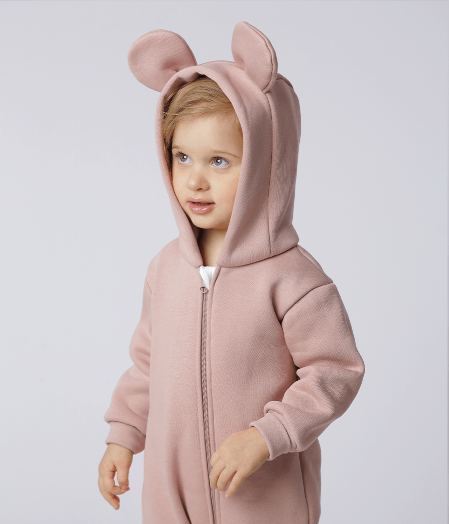 Комбинезон детский BUNNY BOX Микки с ушками триника утепленный р. 80 Пудровый (00980) - фото 3