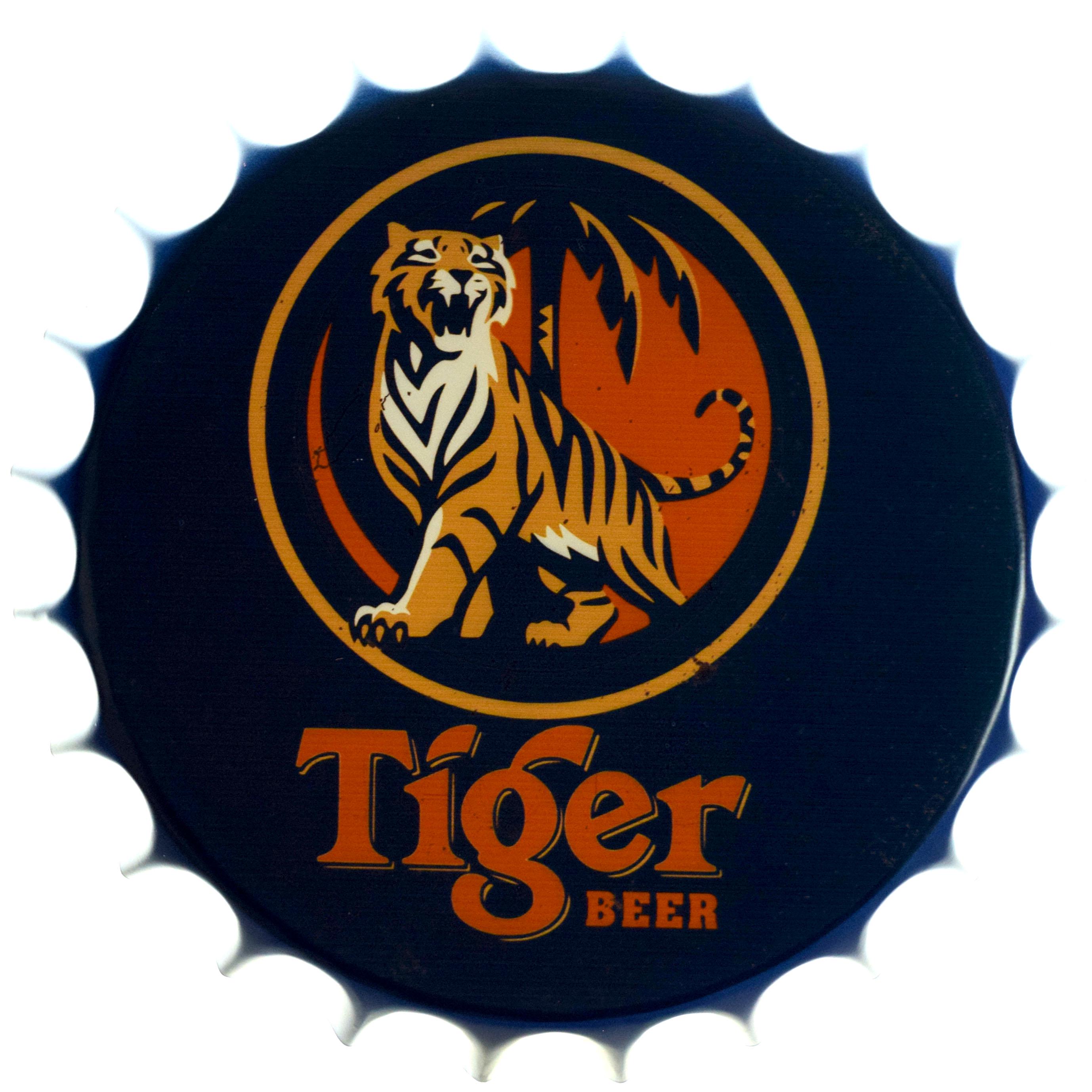 Табличка металлическая Tiger Beer крышка 35 см
