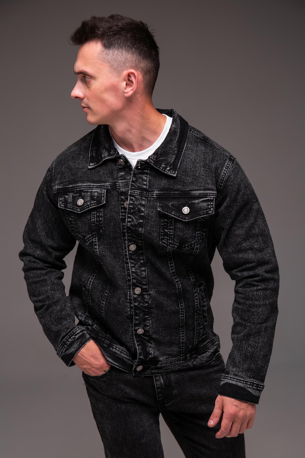 Куртка джинсовая мужская весенне-осенняя 5XL Темно-серый (2405/5) - фото 2