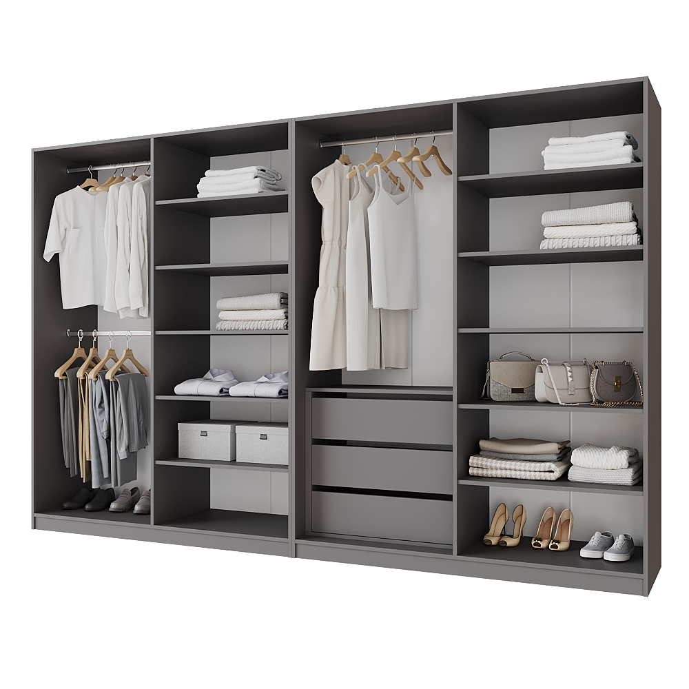 Шафа розпашна з тумбою Меблітренд Чиназес ЧиТ-3200 3200х500х2050 мм Графітовий/Білий (27287319) - фото 2 Шафа розпашна з тумбою Меблітренд Чиназес ЧиТ-3200 3200х500х2050 мм Графітовий/Білий (27287319) - фото 2