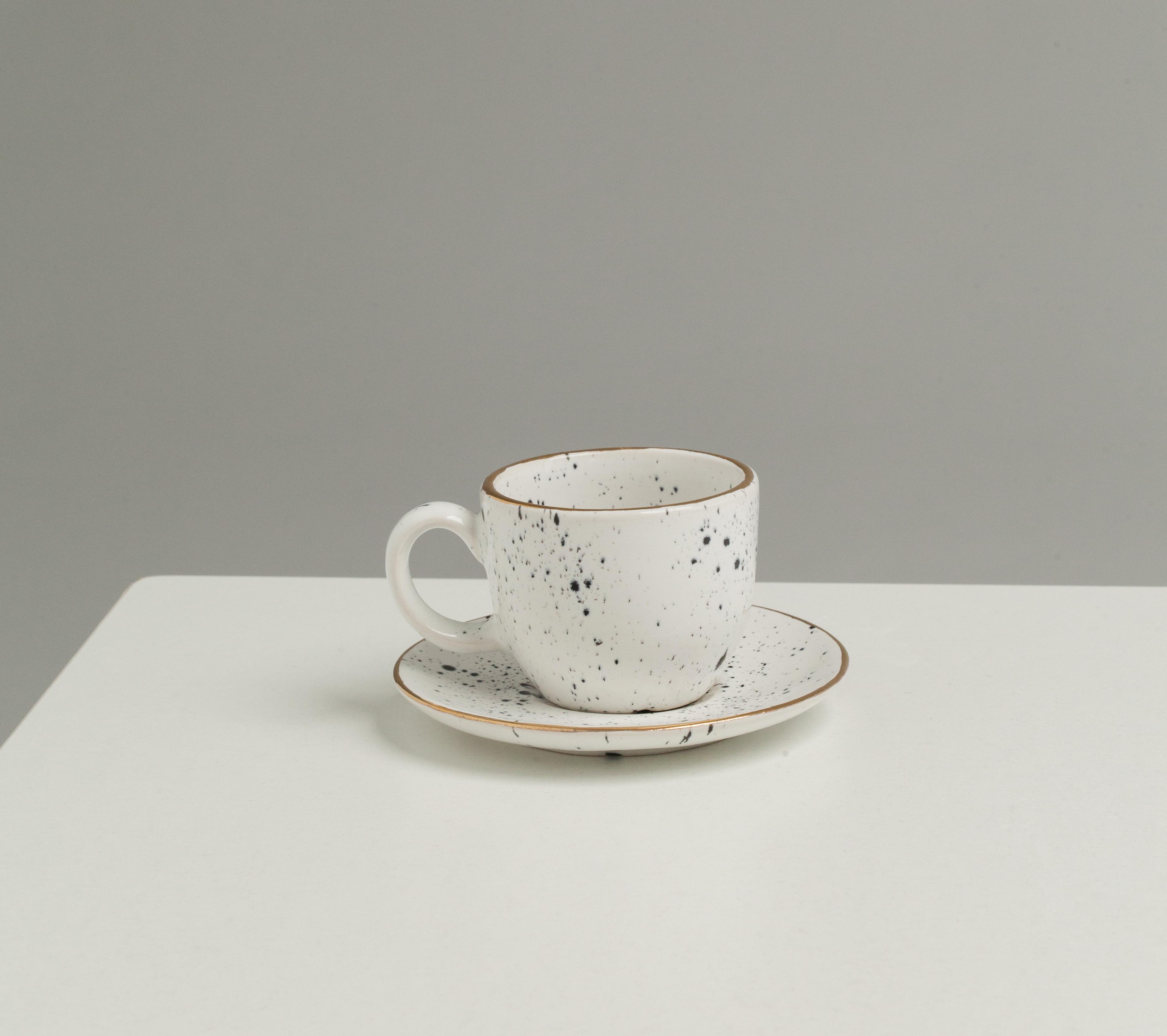 Чашка с блюдцем для эспрессо с позолотой YAGLYNA 102-1 80 мл (18262620)