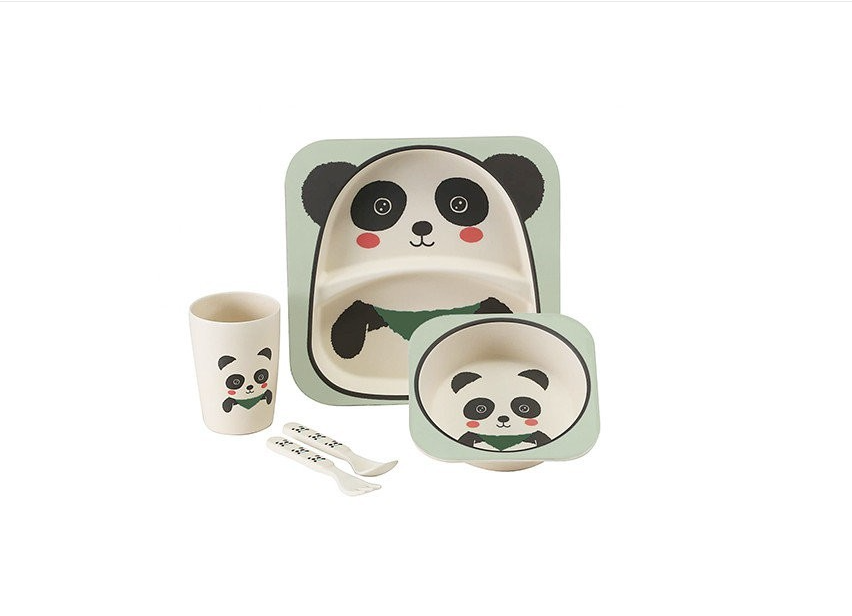 Набор детской бамбуковой посуды Stenson Панда 5 пр. (MMS-MH-2770-7)