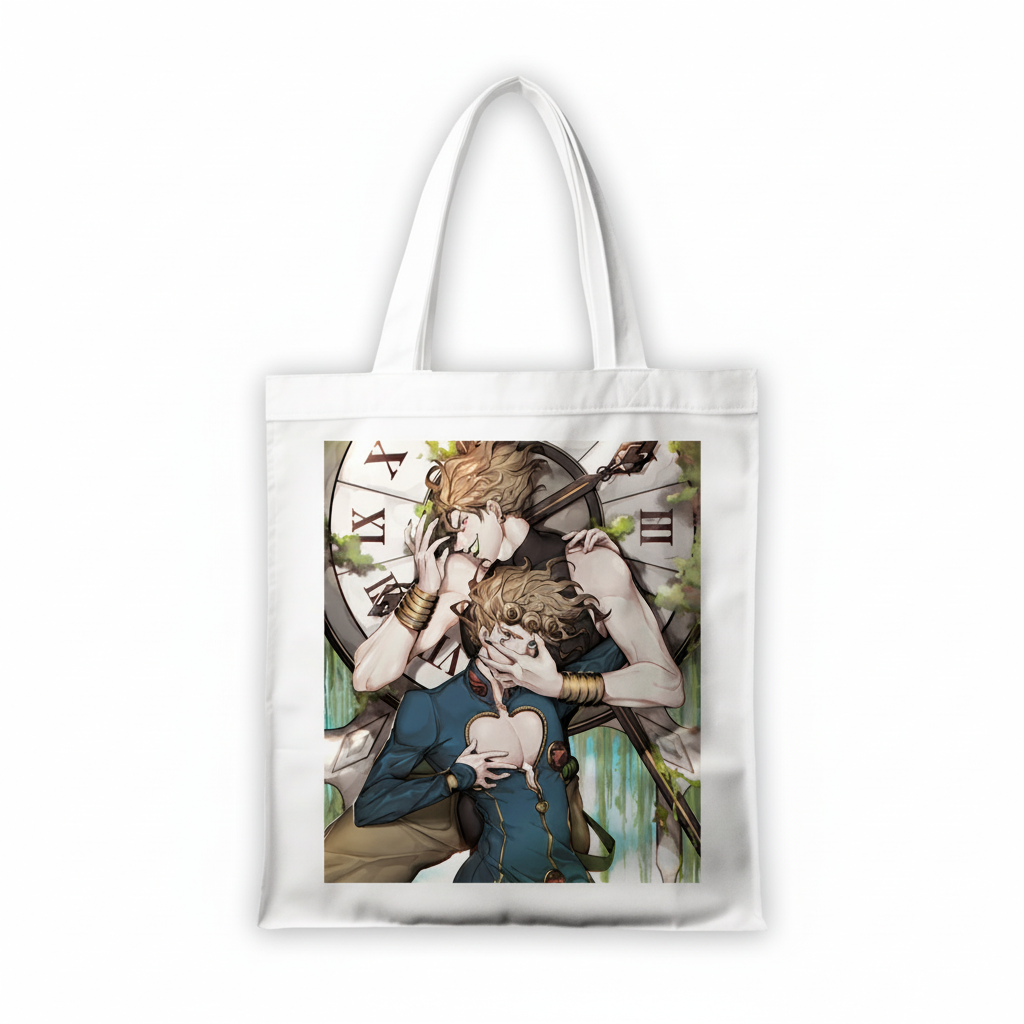 Сумка-шопер JoJo's Bizarre Adventure из льна Белый (6554)