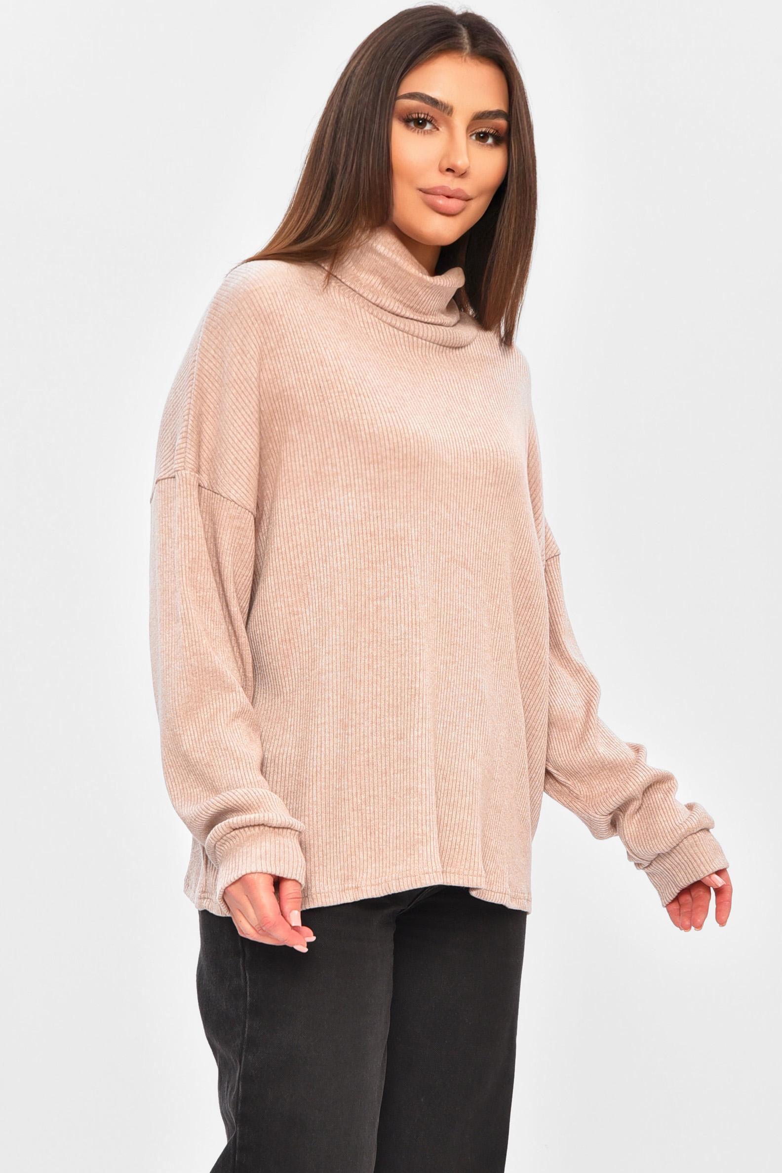 Кофта женская 203204 однотонная XL-2XL Бежевый (203204_!320872_48-50) - фото 2