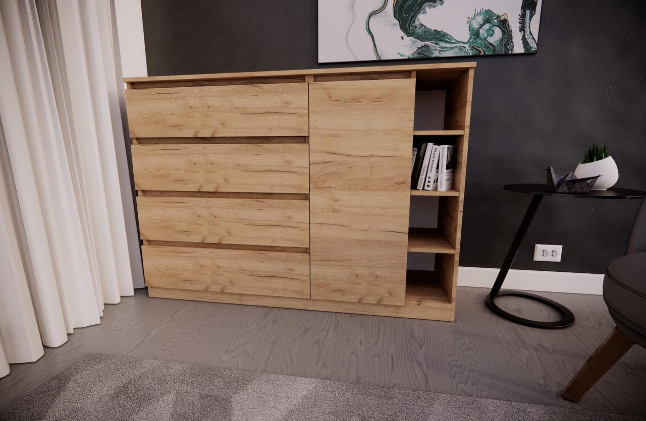 Комод MEBEX на 4 шухляди з боковими полицями 140х40х100 см Дуб Крафт (VERTO4B1400DC) - фото 1 Комод MEBEX на 4 шухляди з боковими полицями 140х40х100 см Дуб Крафт (VERTO4B1400DC) - фото 1