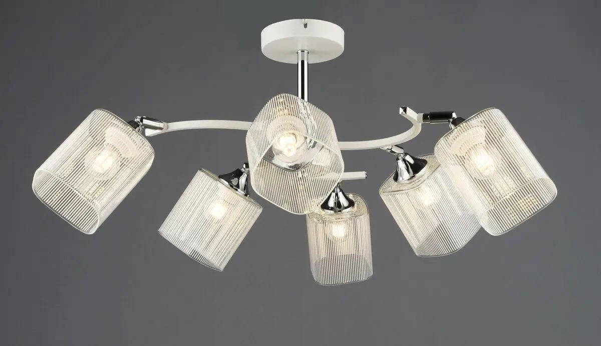 Люстра потолочная Valeso на шесть плафонов в полоску Е27 IP20 N6605/6 Белый/Хром (28685755)