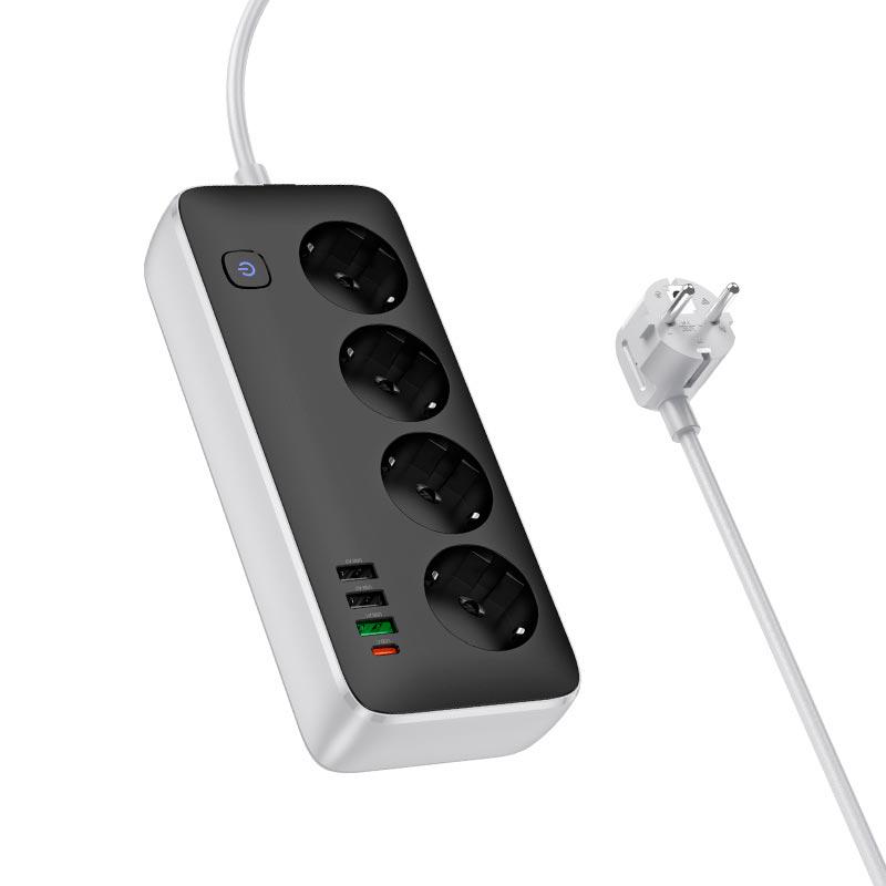 Подовжувач Hoco AC22 з USB та Type-C QC портами 3 м Black (8043ce19) - фото 2 Подовжувач Hoco AC22 з USB та Type-C QC портами 3 м Black (8043ce19) - фото 2