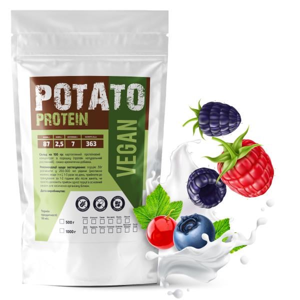 Протеин картофельный Vegan Лесные ягоды 87% белка на 33 порции 1 кг (21-125-ptp-l1)