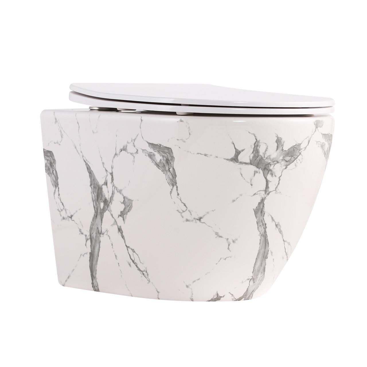 Унітаз підвісний Qtap Robin Ultra Quiet 520х365х340 мм з сидінням Slim Duroplast/Soft-close/Quick Release Marble