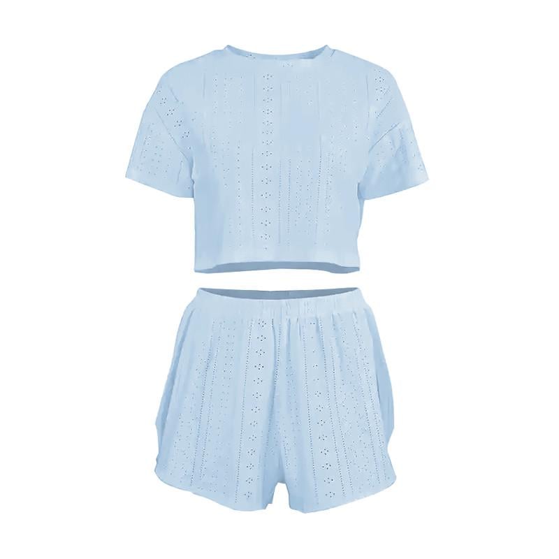 Піжама-комплект жіноча Lesko SM24107A футболка та шорти S Blue (28525363)