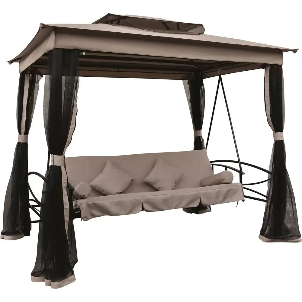 Качели садовые Bonro 3060-2 с москитной сеткой Коричневый (80000022) Качели садовые Bonro 3060-2 с москитной сеткой Коричневый (80000022)