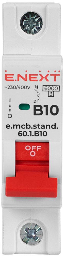 Автоматический выключатель E.NEXT e.mcb.stand.60.1.B10 1р 10А 6 кА B (s001107) - фото 2