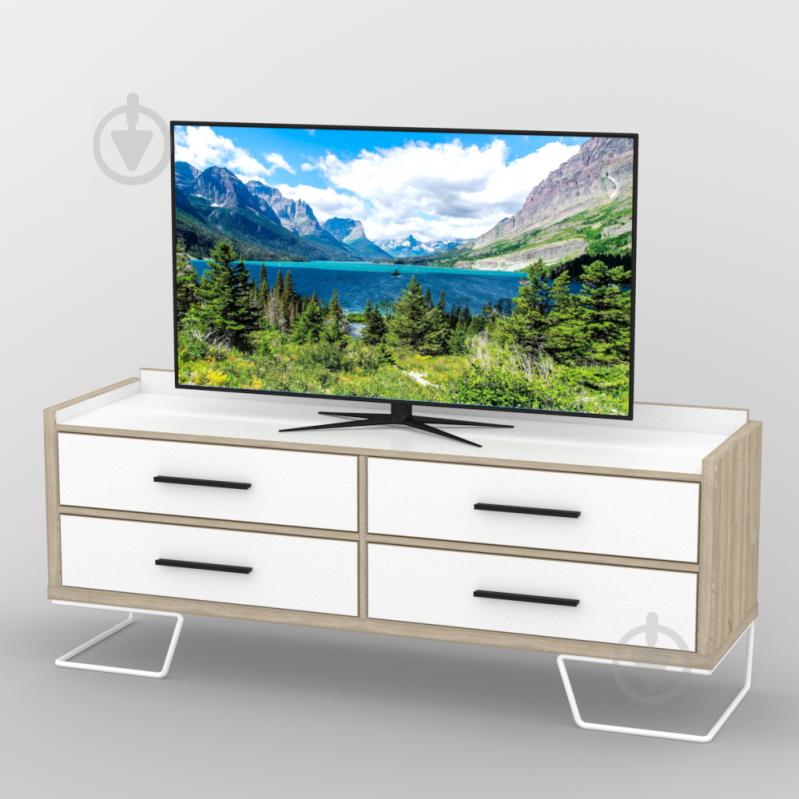 Тумба под телевизор Тиса Мебель ТВ-412 Дуб сонмоа Белый Тумба под телевизор Тиса Мебель ТВ-412 Дуб сонмоа Белый